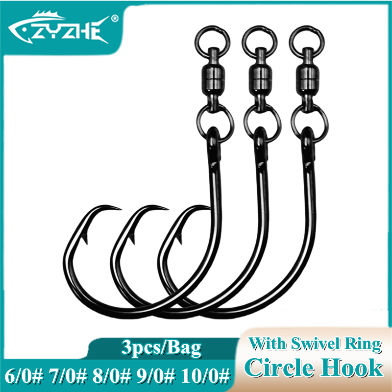 Fishing Hook Offset - ZYZHE 3/6/9 szt. Haczyki okrągłe z