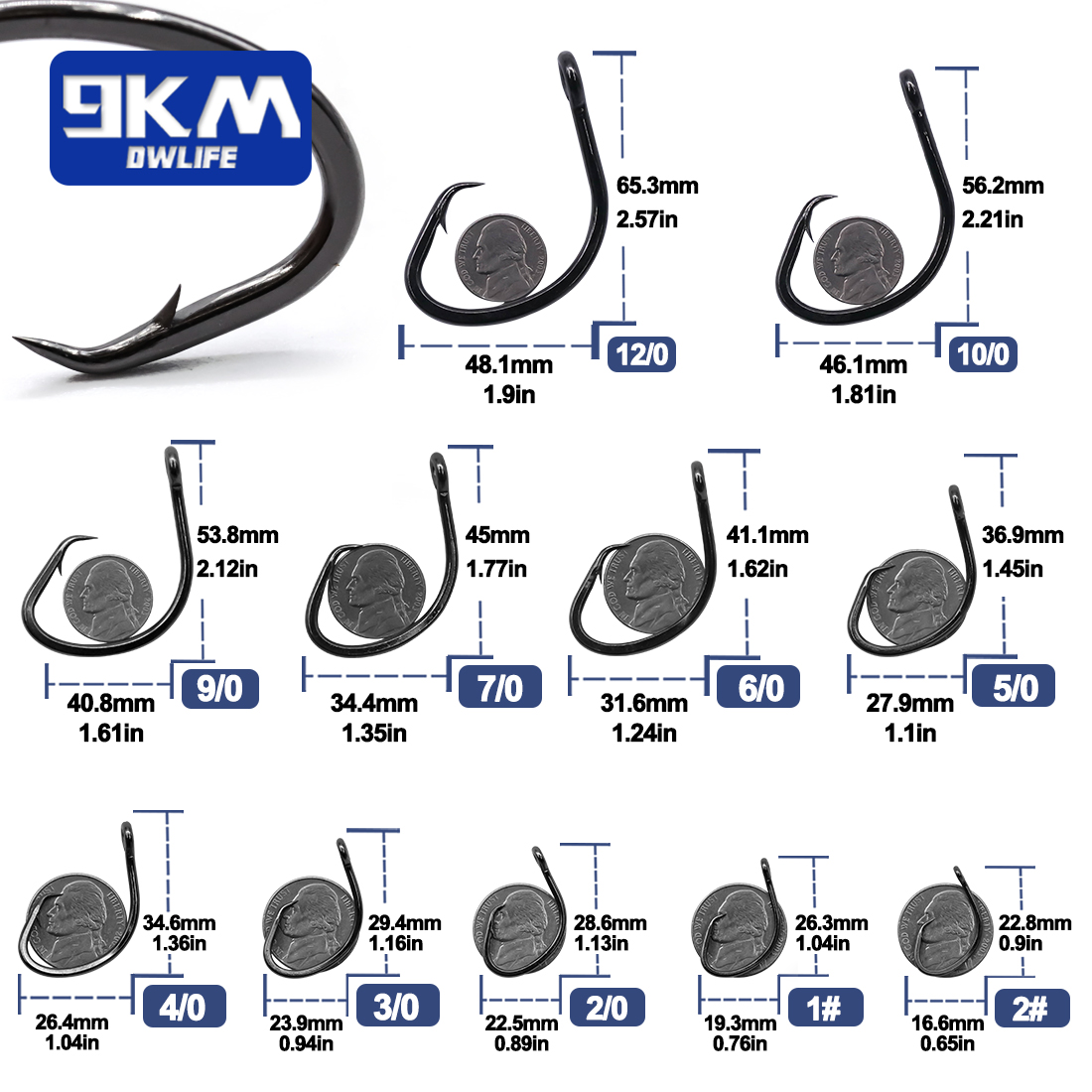 9KM Circle Hooks 25~50Pcs Salt – Fishing Hook Offset recenzja i cena