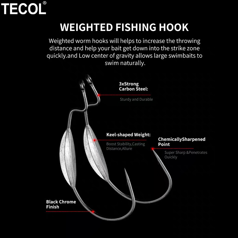 TECOL 3 SZT. 6/0 8/0 10/0 Obci – Fishing Hook Offset recenzja i cena