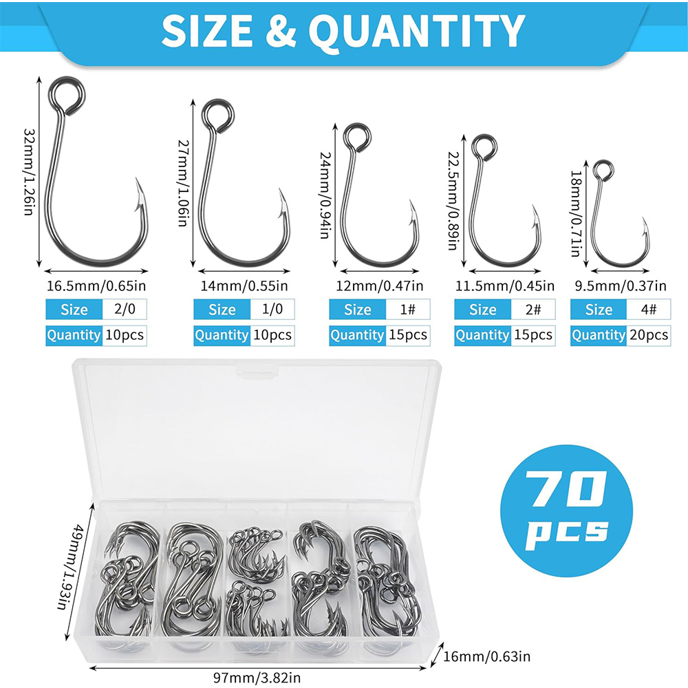 70 szt. Pojedyncze haczyki węd – Fishing Hook Offset recenzja i cena
